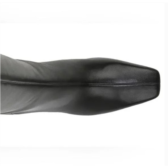 Vince Beverly Leather Wedge Boots 6 Black NWOT Mid Calf Booties Academia Career - Picture 3 of 12